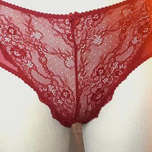 2x Red Lace and Mesh Panties